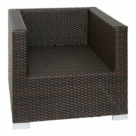 BFM SEATING Aruba Java Wicker Outdoor / Indoor Armchair with Left and Right Armrests 163PH5102JV